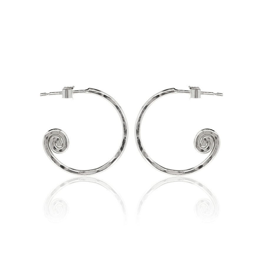 Spiral Large Hoop Earrings - Sterling Silver Hoop Earrings