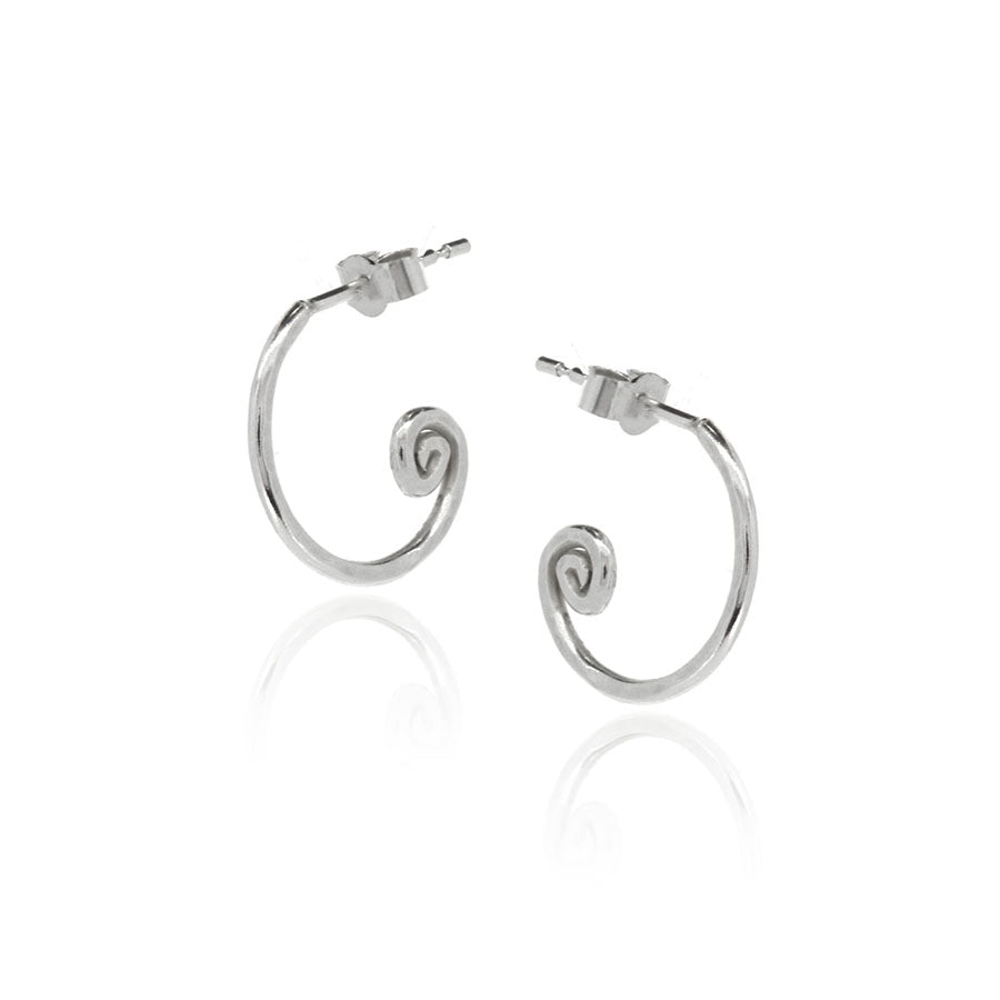 Spiral Small Hoop Earrings - Sterling Silver Hoop Earrings