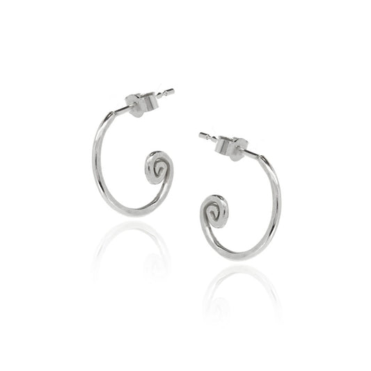 Spiral Small Hoop Earrings - Sterling Silver Hoop Earrings