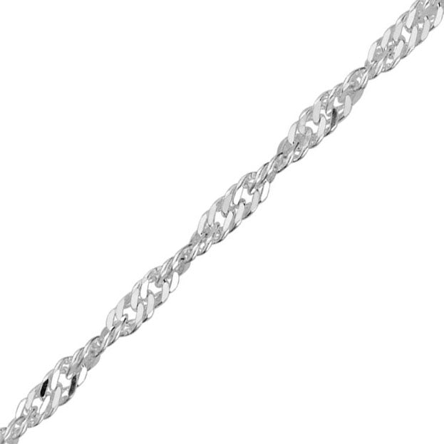 Twisted Curb Chain - Sterling Silver - 18 Inch (45cm) Length, 3.1mm width Chains