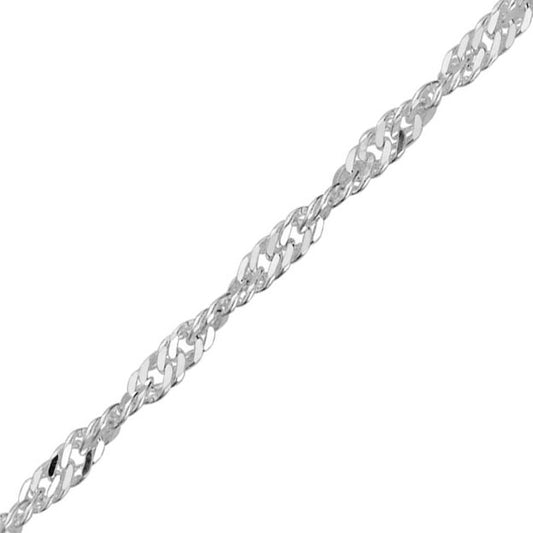 Twisted Curb Chain - Sterling Silver - 18 Inch (45cm) Length, 3.1mm width Chains