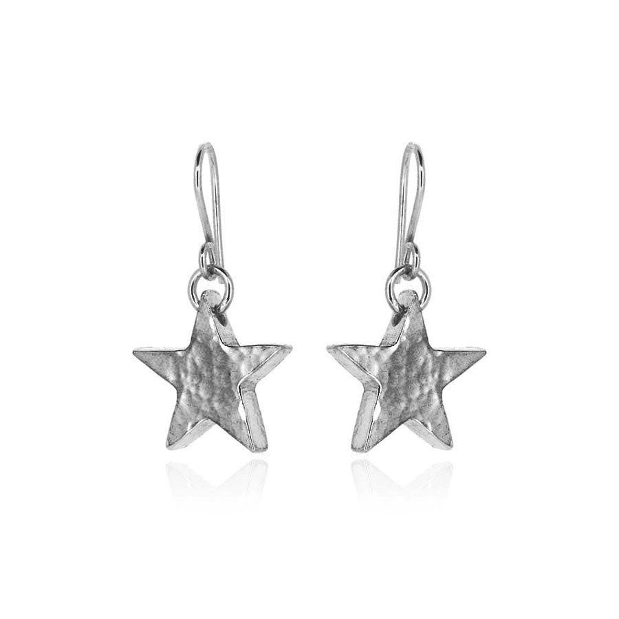 Star Large Drop Earrings - Sterling Silver Drop Earrings