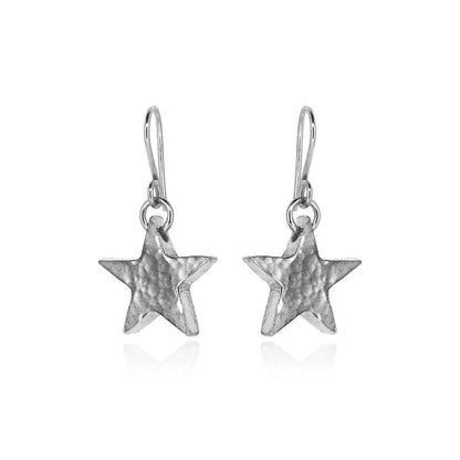 Star Large Drop Earrings - Sterling Silver Drop Earrings