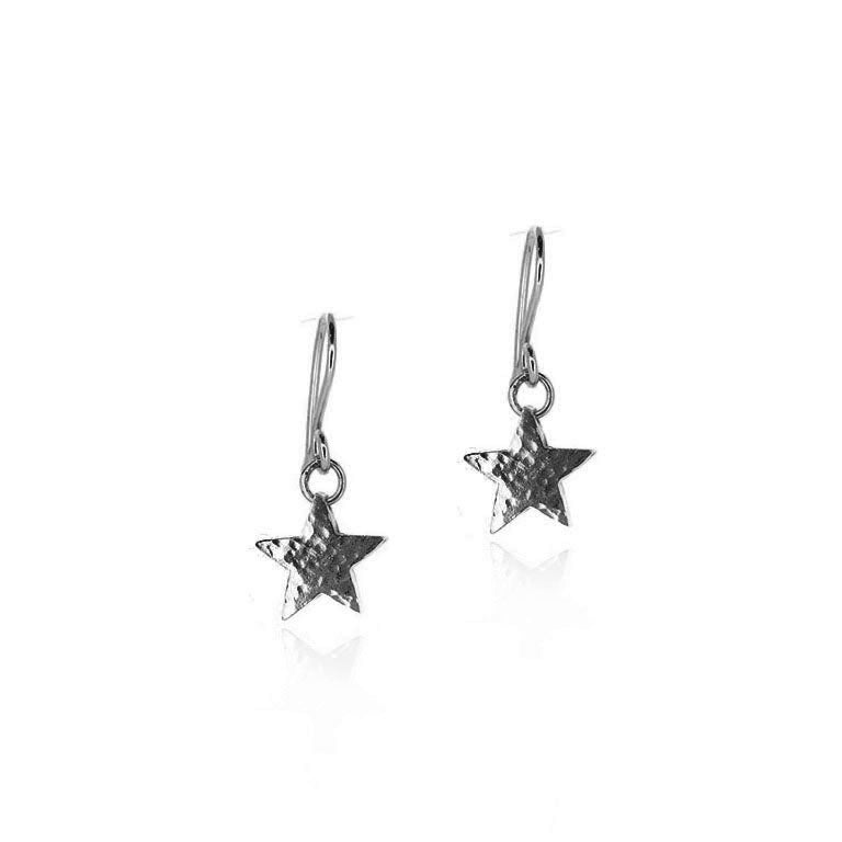 Star Small Drop Earrings - Sterling Silver Drop Earrings