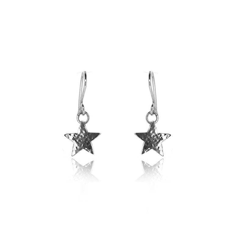 Star Small Drop Earrings - Sterling Silver Drop Earrings
