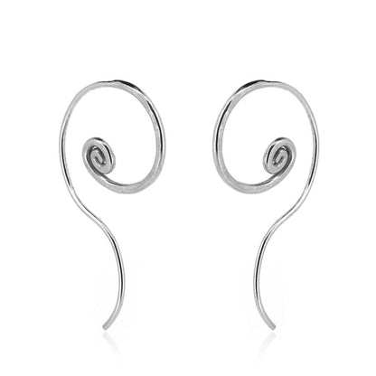 Spiral Small Threader Hoop Earrings - Sterling Silver Hoop Earrings
