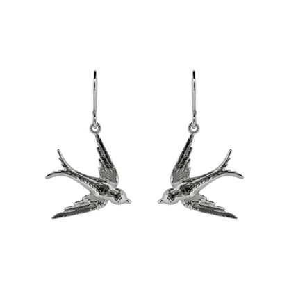 Swallow Large Drop Earrings - Sterling Silver