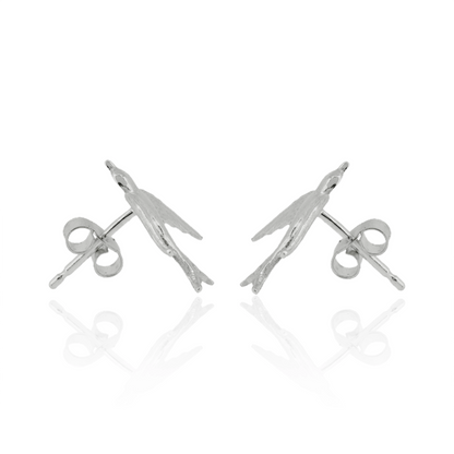 Large Swallow Stud earrings on white background side on