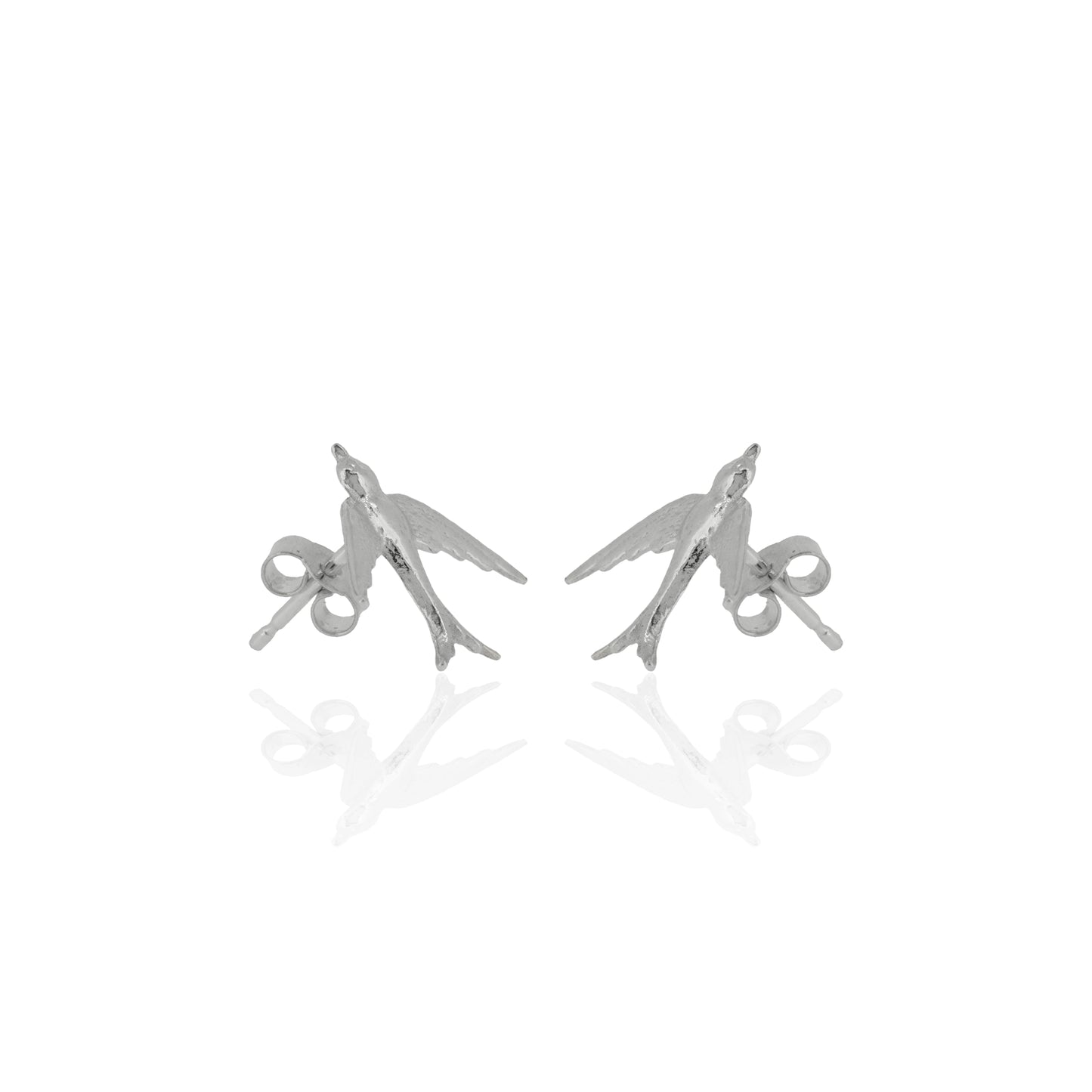 Small Swallow stud earrings at 45 degrees