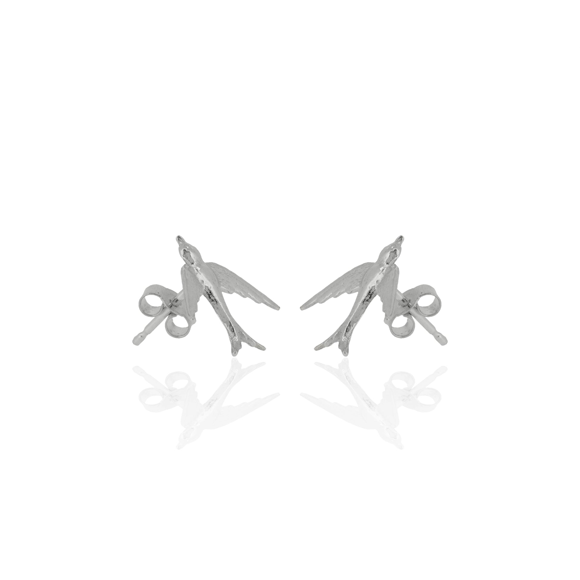Small Swallow stud earrings at 45 degrees