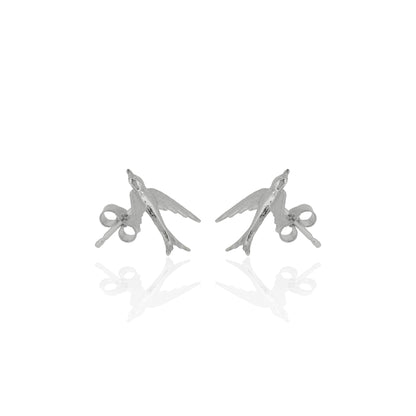 Small Swallow stud earrings at 45 degrees