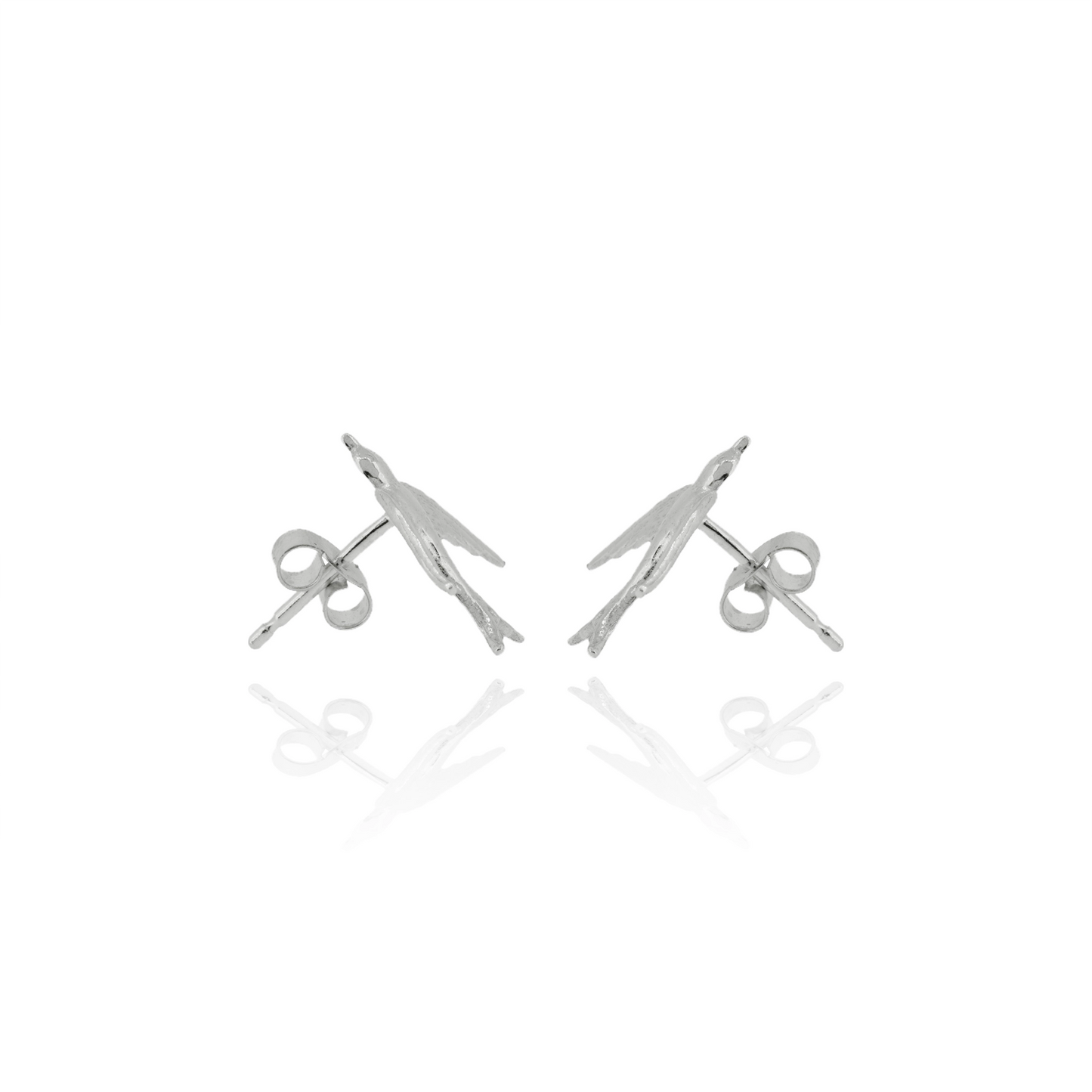Small Swallow earrings on white background side on
