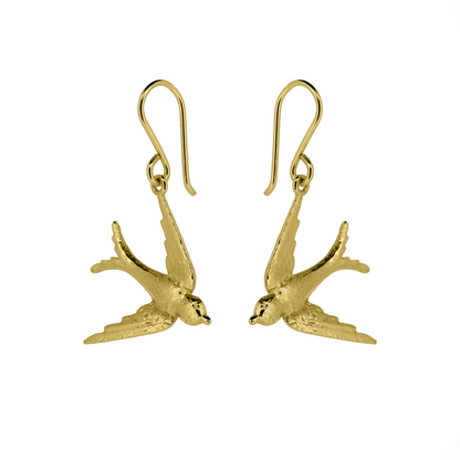 Swallow Large Drop Earrings - Yellow Gold Vermeil
