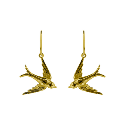 Swallow Large Drop Earrings - Yellow Gold Vermeil