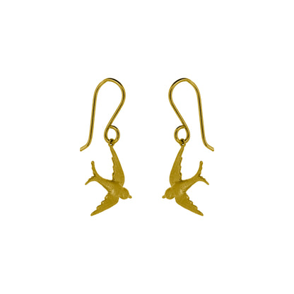 Swallow Small Drop Earrings - Yellow Gold Vermeil