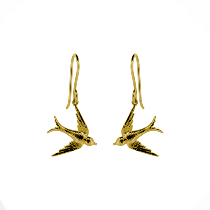 Swallow Small Drop Earrings - Yellow Gold Vermeil