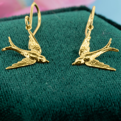 Swallow Small Drop Earrings - Yellow Gold Vermeil