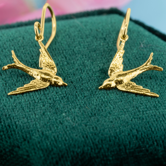 Swallow Small Drop Earrings - Yellow Gold Vermeil