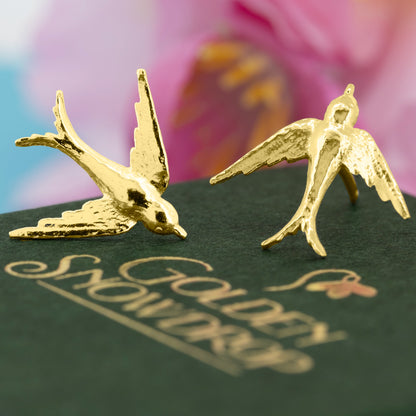 Swallow Large Stud Earrings - Yellow Gold Vermeil