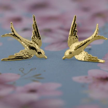 Swallow Large Stud Earrings - Yellow Gold Vermeil