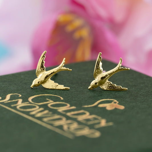 Swallow Small Stud Earrings - Yellow Gold Vermeil