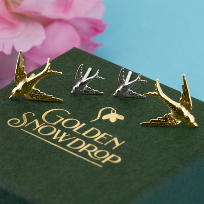Swallow Large Stud Earrings - Yellow Gold Vermeil