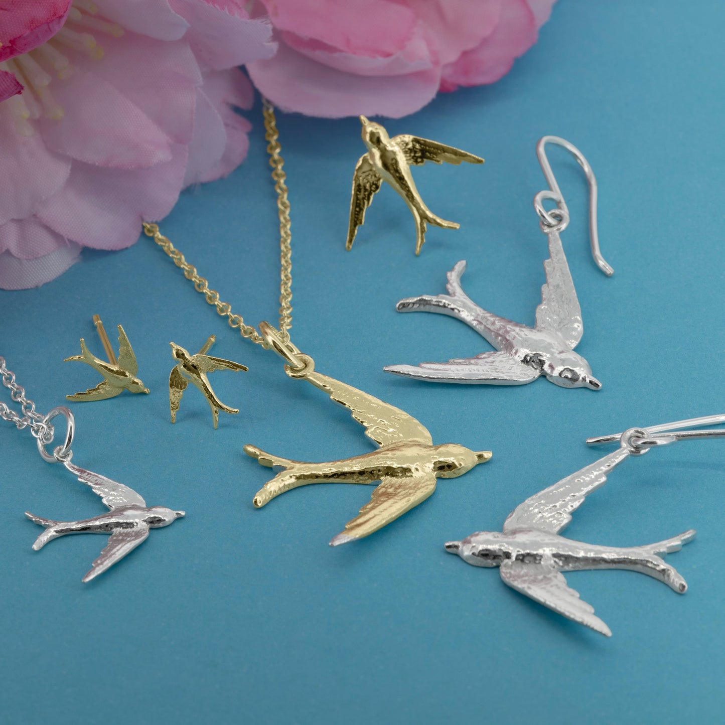 Swallow Small Drop Earrings - Yellow Gold Vermeil