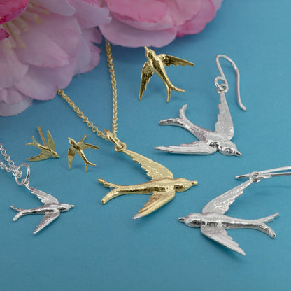 Swallow Small Drop Earrings - Yellow Gold Vermeil