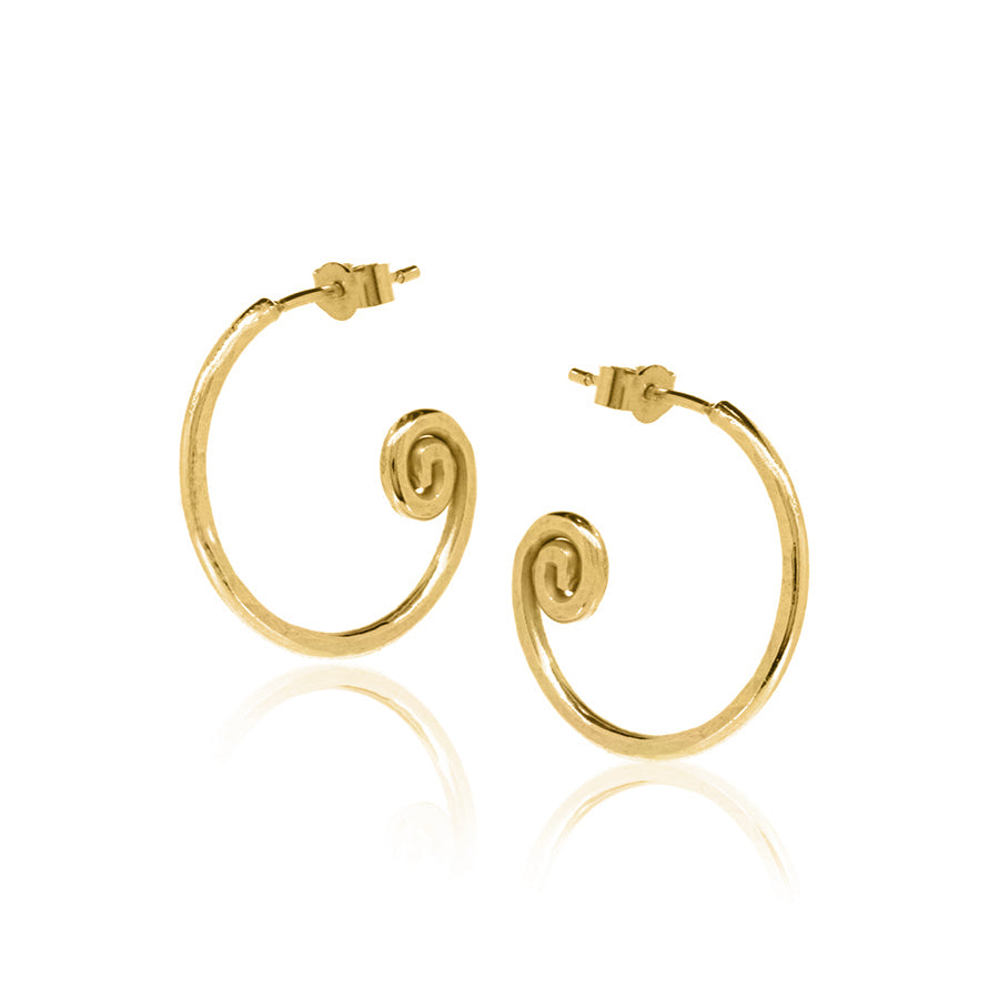 Spiral Large Hoop Earrings - Yellow Gold Vermeil Hoop Earrings