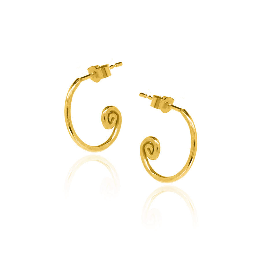 Spiral Small Hoop Earrings - Yellow Gold Vermeil Hoop Earrings