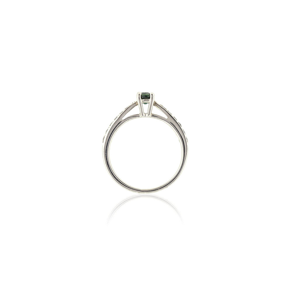 Sapphire Solitaire Ring - 9ct White Gold