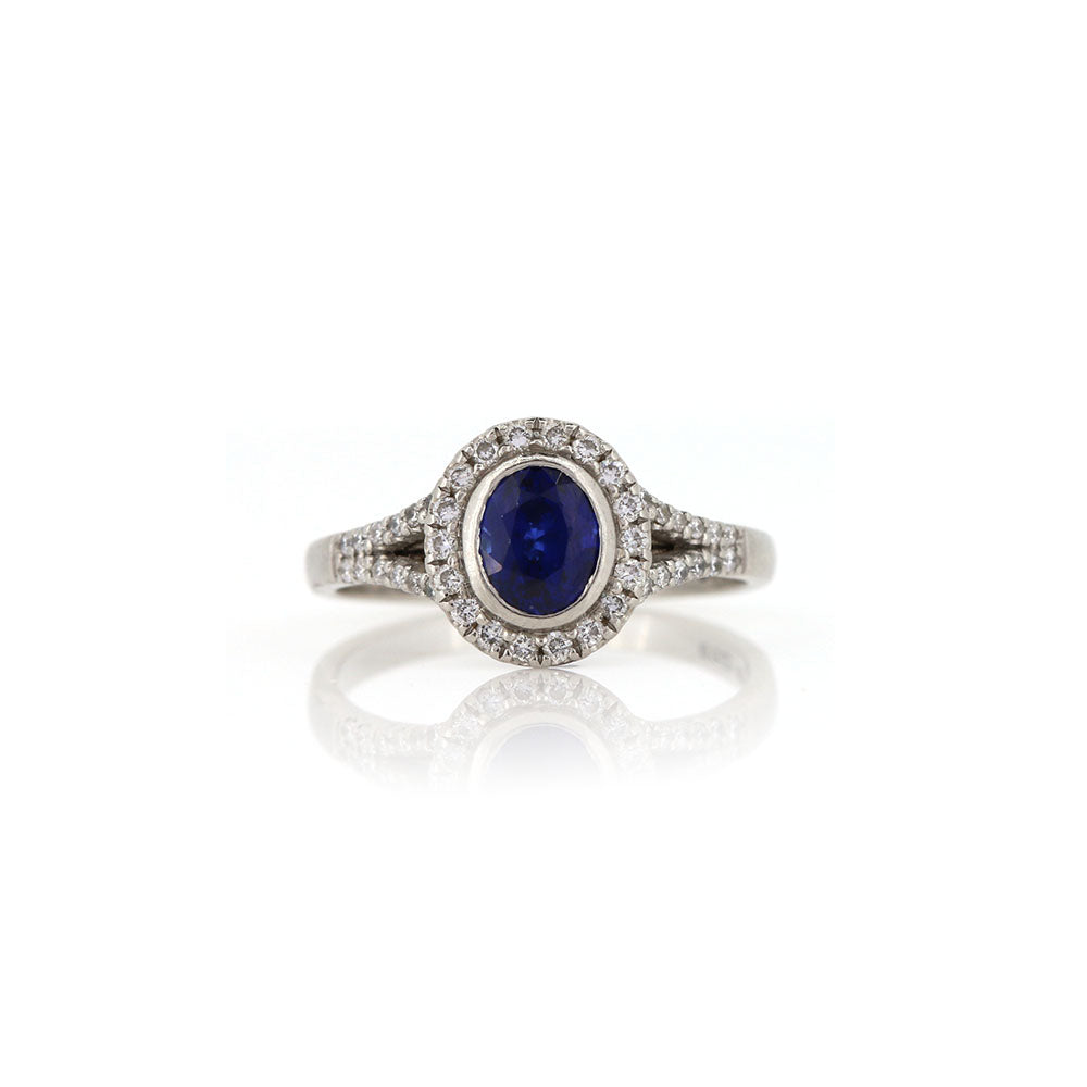 Pre-Owned - Sapphire And Diamond Cluster Ring