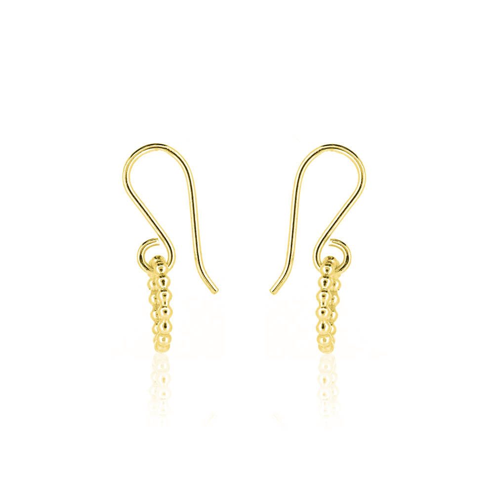 Solar Circle Beaded Small Drop Earrings - Yellow Gold Vermeil Drop Earrings