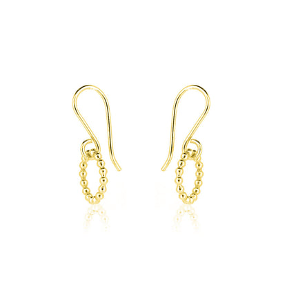 Solar Circle Beaded Small Drop Earrings - Yellow Gold Vermeil Drop Earrings
