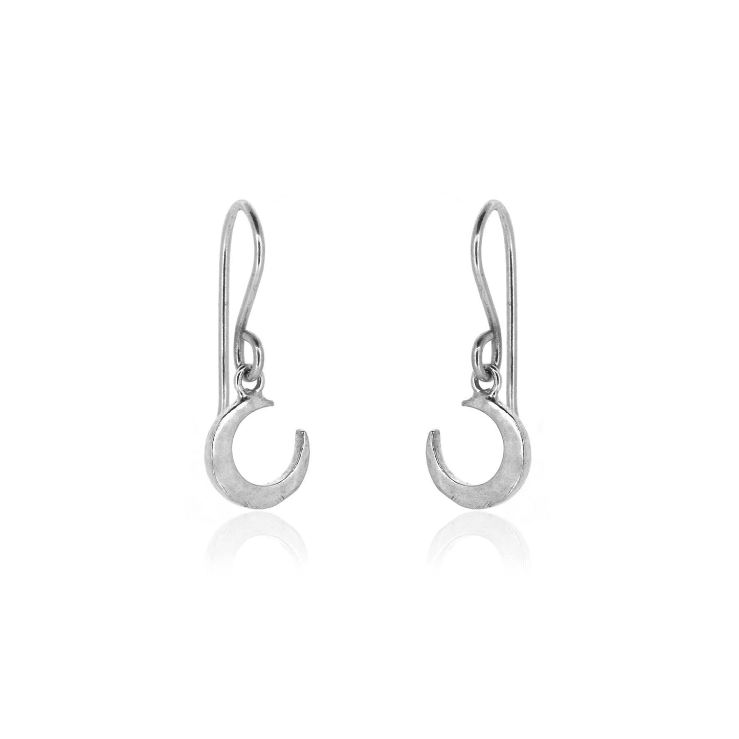 Crescent Moon Small Drop Earrings - Sterling Silver Drop Earrings