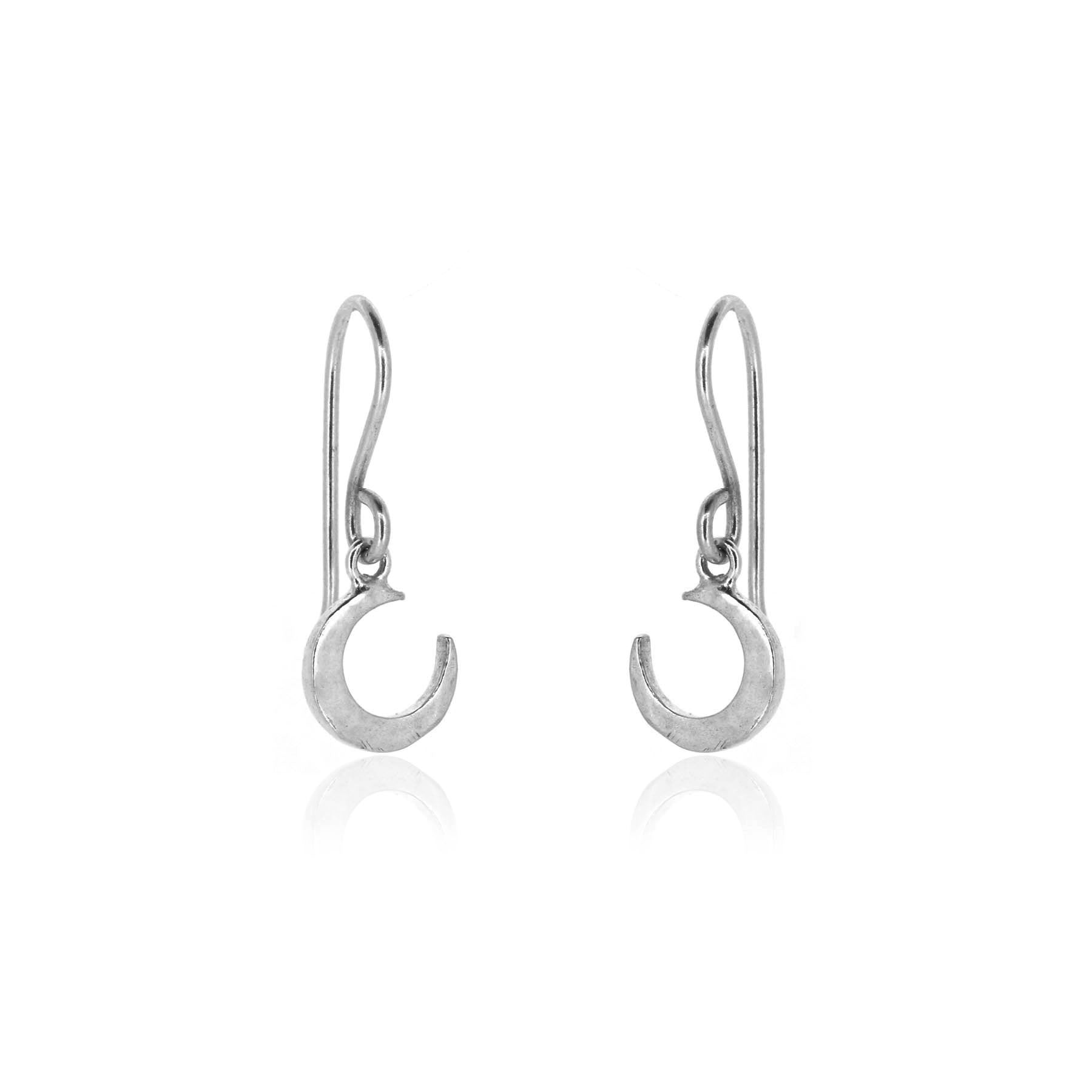 Crescent Moon Small Drop Earrings - Sterling Silver Drop Earrings