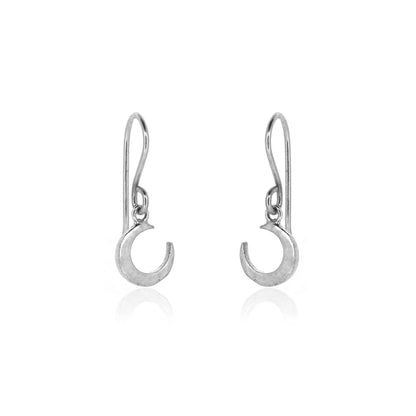 Crescent Moon Small Drop Earrings - Sterling Silver Drop Earrings