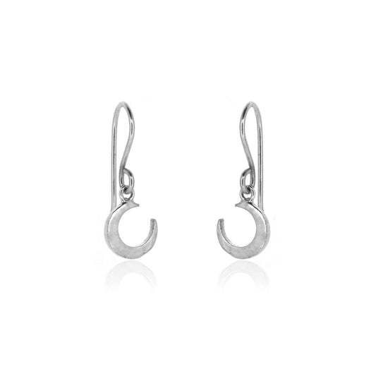 Crescent Moon Small Drop Earrings - Sterling Silver Drop Earrings