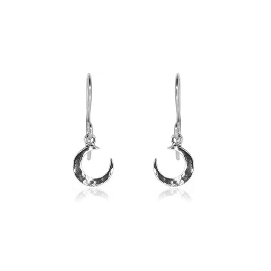 Crescent Moon Small Drop Earrings - Sterling Silver Drop Earrings