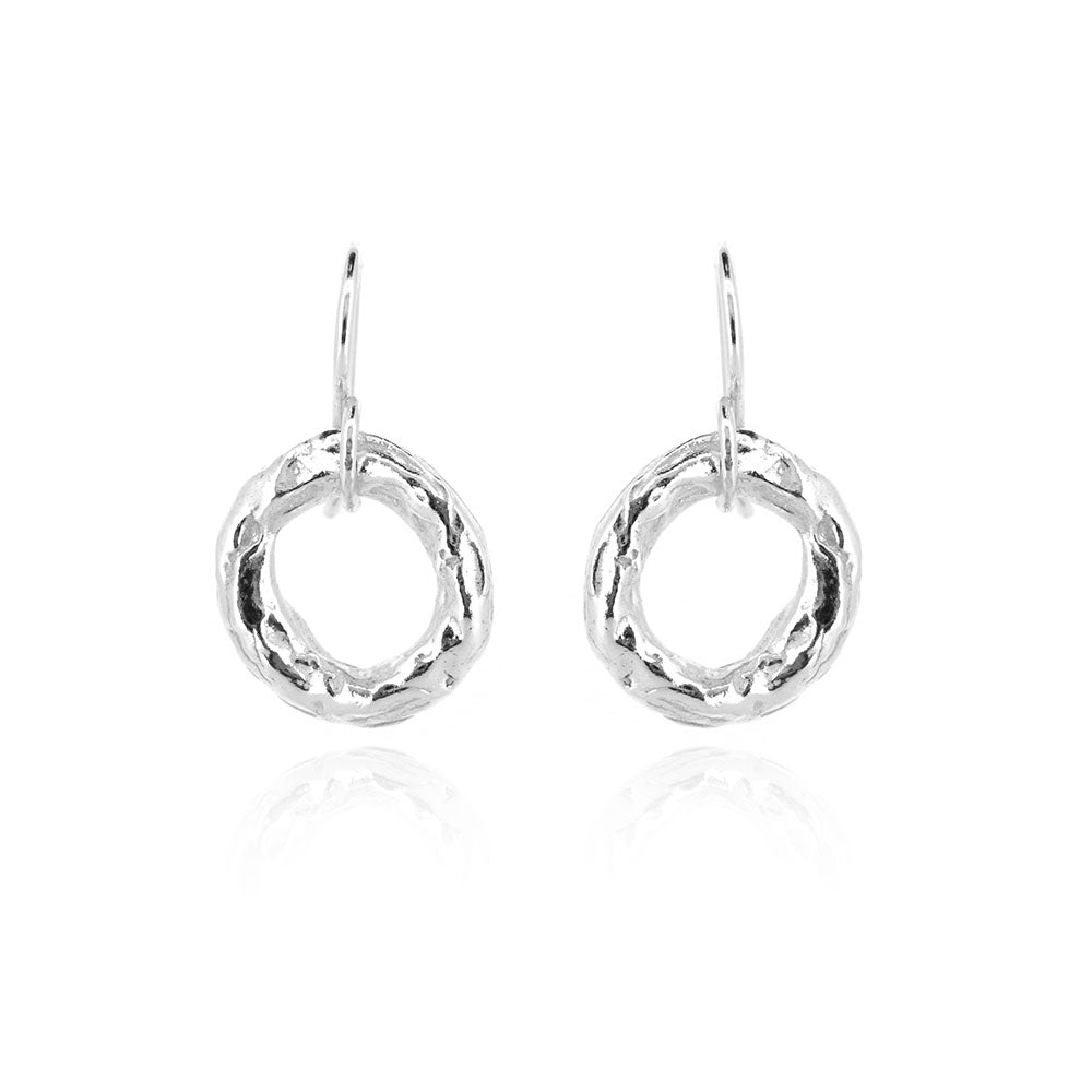 Tidal Circle Drop Earrings - Sterling Silver Drop Earrings