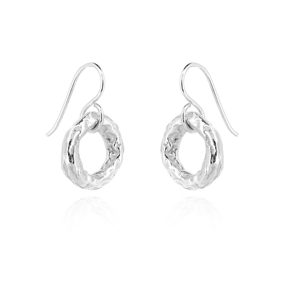 Tidal Circle Drop Earrings - Sterling Silver Drop Earrings