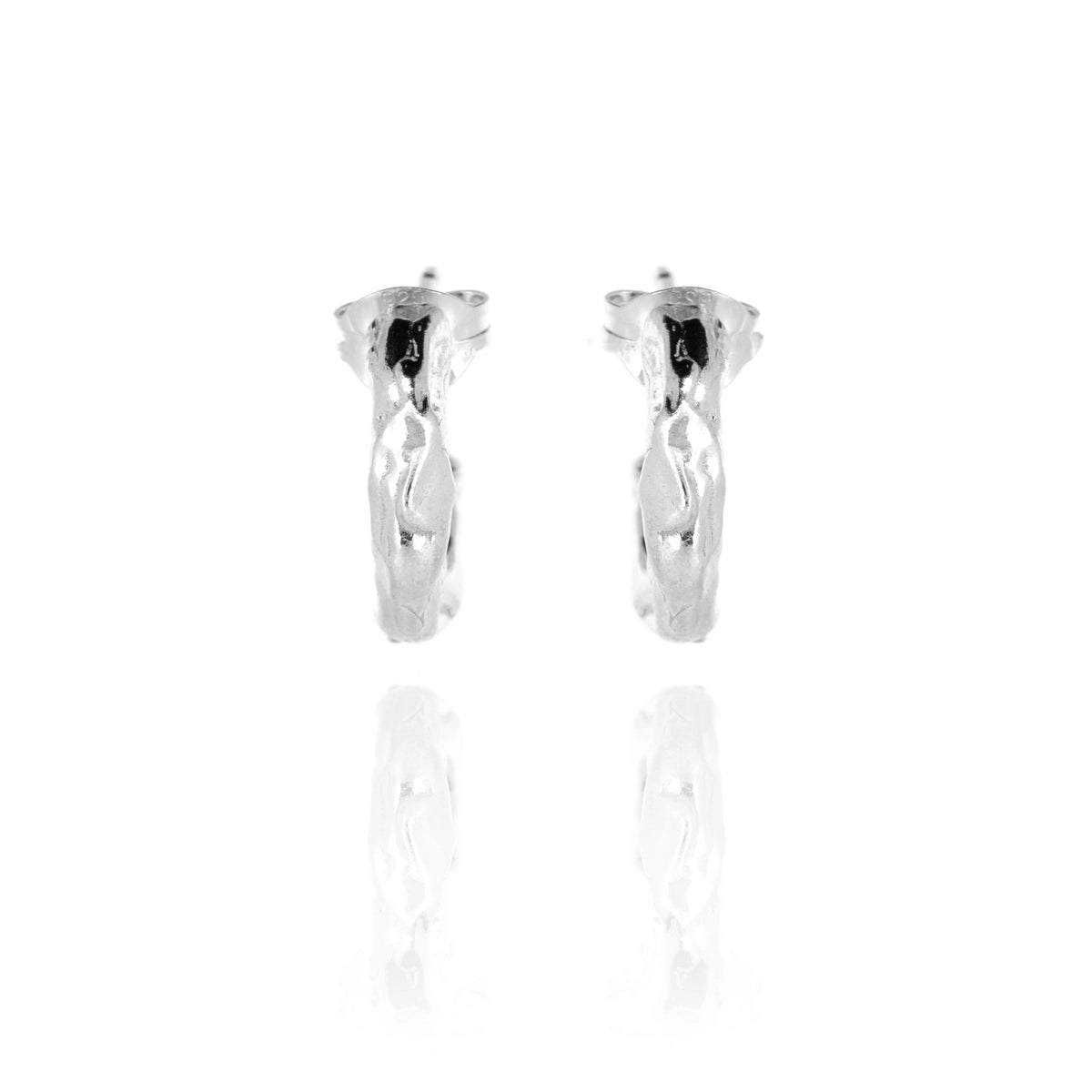 Tidal Circle Hoop Stud Earrings - Sterling Silver