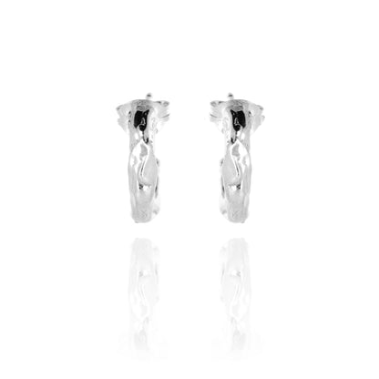 Tidal Circle Hoop Stud Earrings - Sterling Silver