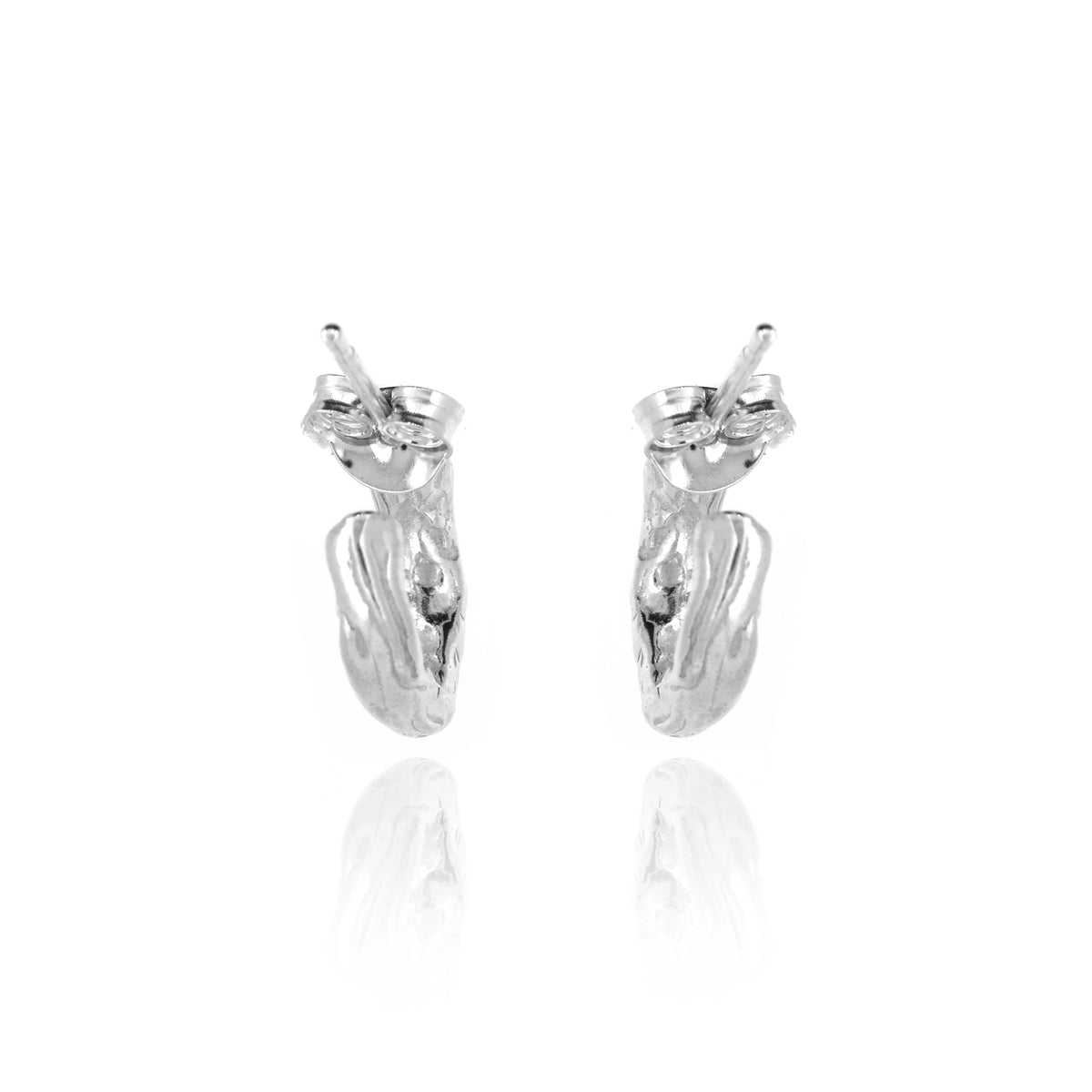 Tidal Circle Hoop Stud Earrings - Sterling Silver