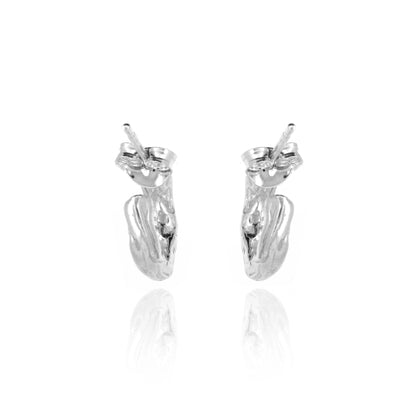 Tidal Circle Hoop Stud Earrings - Sterling Silver