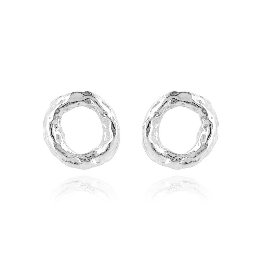 Tidal Circle Stud Earrings - Sterling Silver Stud Earrings