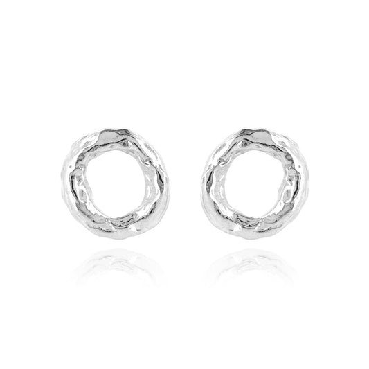 Tidal Circle Stud Earrings - Sterling Silver Stud Earrings