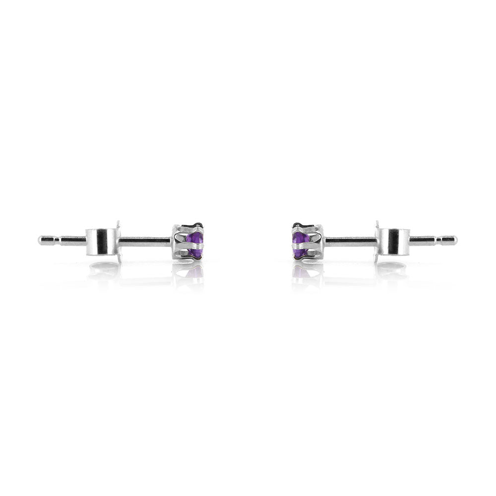 Brisa Amethyst 3mm Stud Earrings - Sterling Silver Stud Earrings