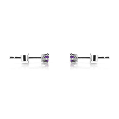 Brisa Amethyst 3mm Stud Earrings - Sterling Silver Stud Earrings
