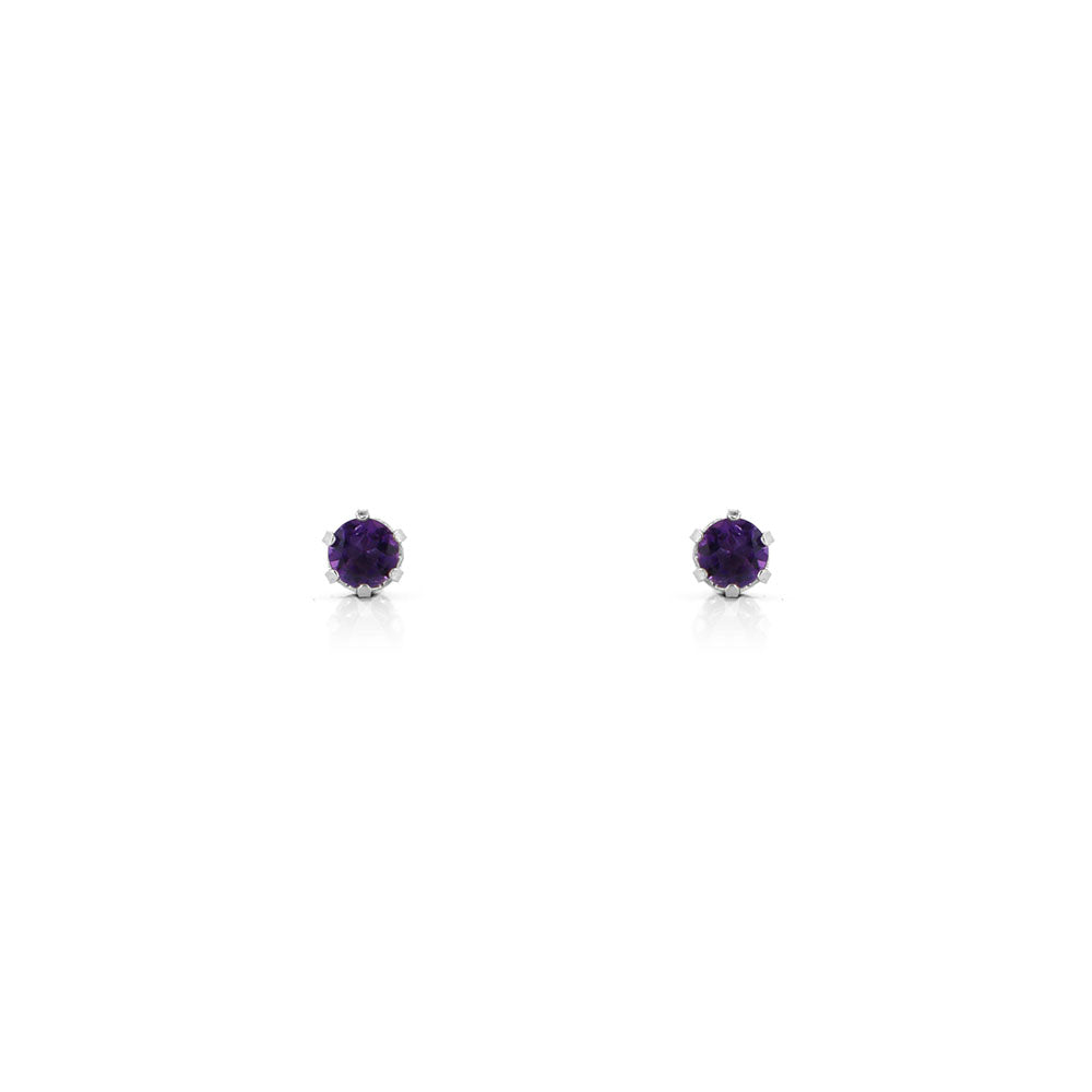 Brisa Amethyst 3mm Stud Earrings - Sterling Silver Stud Earrings